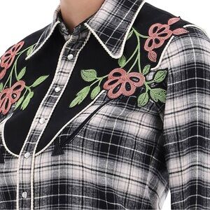 DSQUARED2 Black and Grey Check Western Snap Button Down Shirt